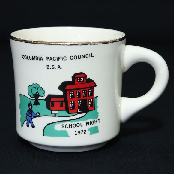 Boy Scouts VTG BSA Ceramic Mug School Night 1972, Columbia Pacific Council RARE - Picture 1 of 6
